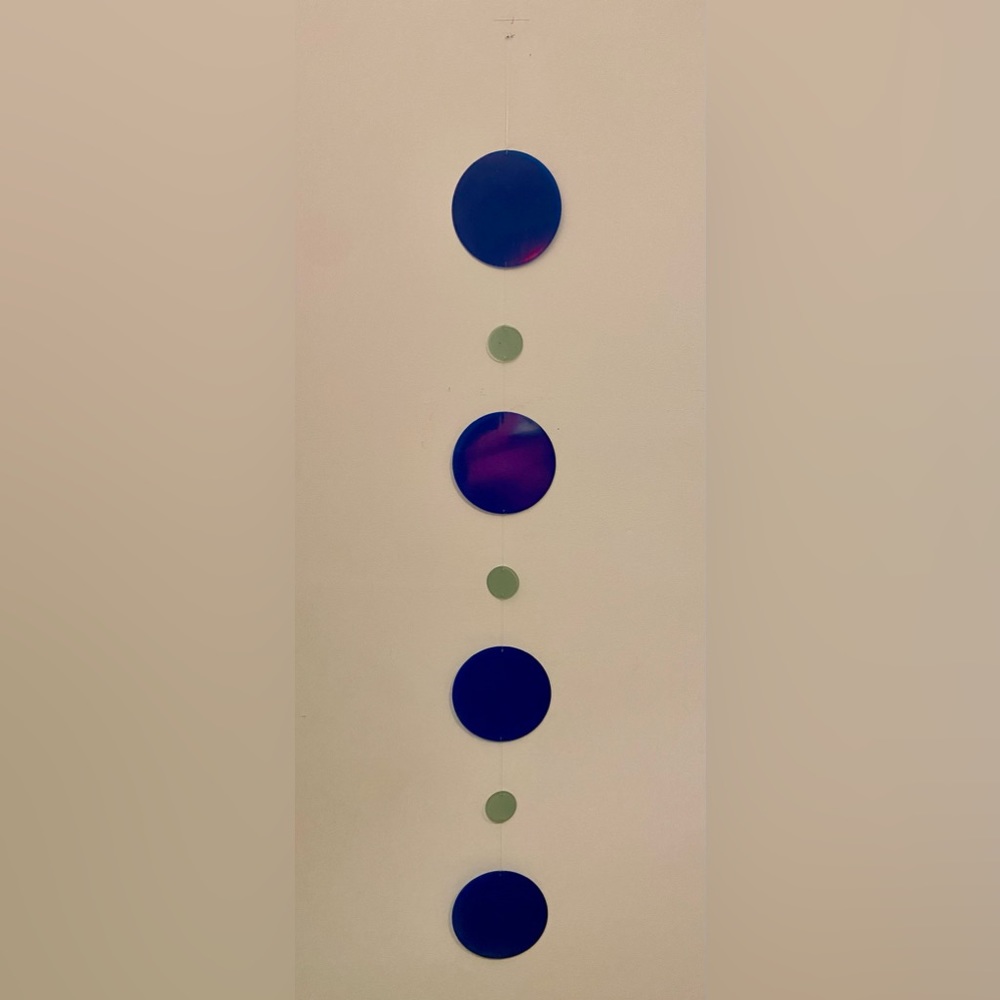 Blue and clear acrylic circles hanging decor